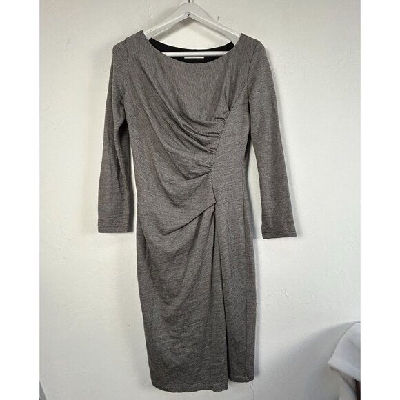 MaxMara Womens Gray Long Sleeve Ruched Knee-Length Sheath Dress Gray Italy Made - Picture 1 of 8